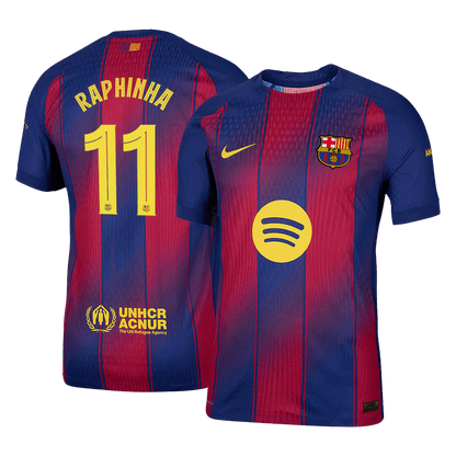 RAPHINHA #11 Barcelona Mens Home Soccer Jersey UCL 2025/26 Red&Blue - Player Version