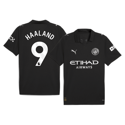 HAALAND #9 Manchester City Mens Away Soccer Jersey 2025/26 Black