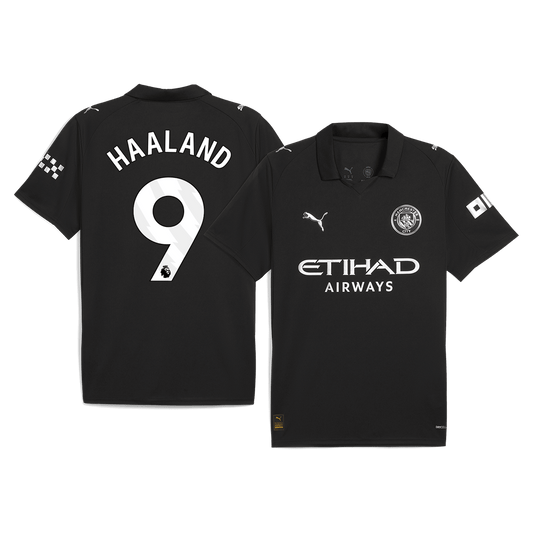 HAALAND #9 Manchester City Mens Away Soccer Jersey 2025/26 Black