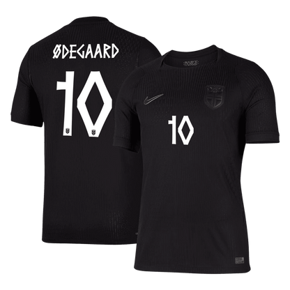 ØDEGAARD #10 Norway Mens Away Soccer Jersey World Cup 2026 Black - Player Version