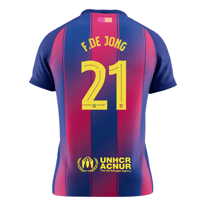 F.DE JONG #21 Barcelona Mens Home Soccer Jersey UCL 2025/26 Red&Blue [PREMIUM]