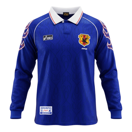Retro Japan Mens Home Long Sleeve Soccer Jersey World Cup 1998 Blue