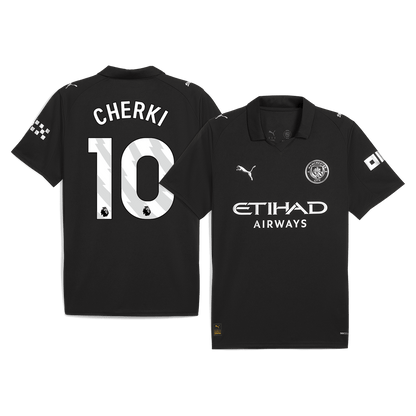 CHERKI #10 Manchester City Mens Away Soccer Jersey 2025/26 Black