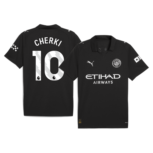 CHERKI #10 Manchester City Mens Away Soccer Jersey 2025/26 Black
