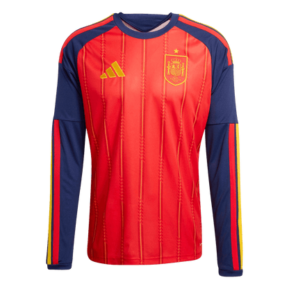 Spain Mens Home Long Sleeve Soccer Jersey World Cup 2026 Red