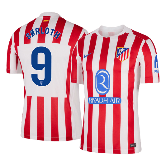 SØRLOTH #9 Atletico Madrid Mens Home Soccer Jersey 2025/26 Red&White
