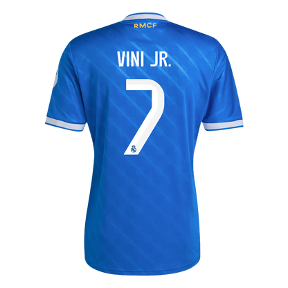VINI JR. #7 Real Madrid Mens Third Away Soccer Jersey 2025/26 Blue