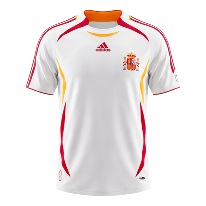 Retro Spain Mens Away Soccer Jersey 2006 White