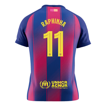 RAPHINHA #11 Barcelona Mens Home Soccer Jersey UCL 2025/26 Red&Blue [PREMIUM]