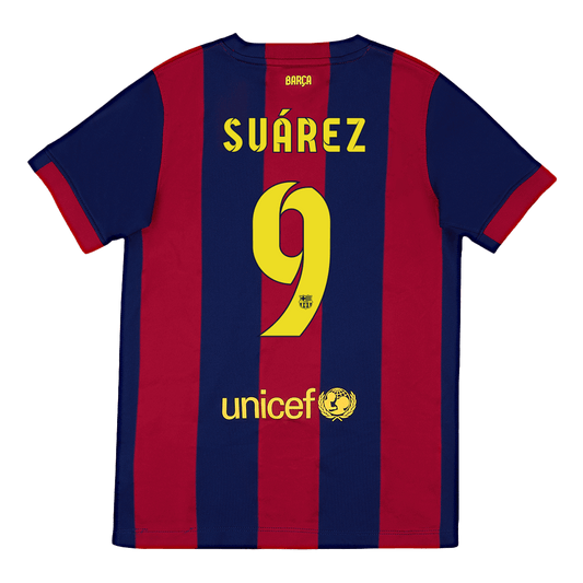Retro SUÁREZ #9 Barcelona Mens Home Soccer Jersey 2014/15 Red&Blue