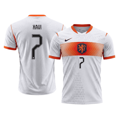 XAVI #7 Netherlands Mens Away Soccer Jersey World Cup 2026 White - Player Version
