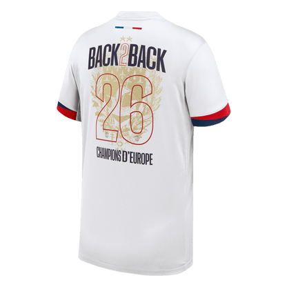 Champions of Europe #26 PSG Mens Away Soccer Jersey 2024/26 White