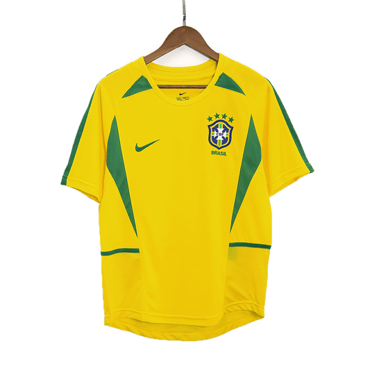 Retro Brazil Mens Home Soccer Jersey 2002/03 Yellow