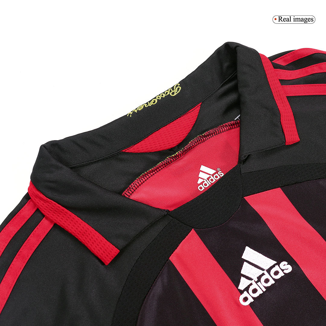 Retro KAKA' #22 AC Milan Mens Home Long Sleeve Soccer Jersey 2006/07 Red&Black