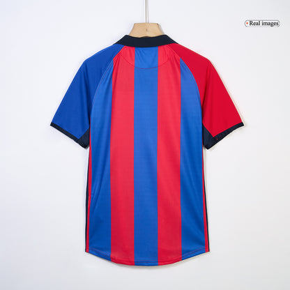 Retro RIVALDO #10 Barcelona Mens Home Soccer Jersey 2001/02 Red&Blue