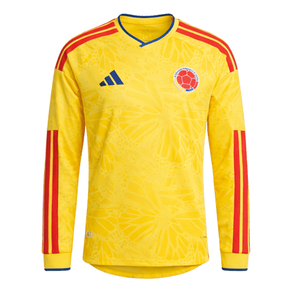 Colombia Mens Home Long Sleeve Soccer Jersey World Cup 2026 Yellow