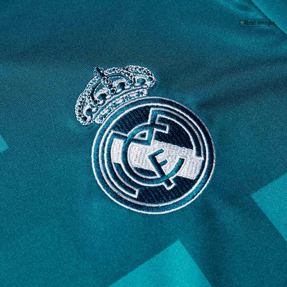 Retro Real Madrid Mens Third Away Soccer Jersey 2017/18 Blue