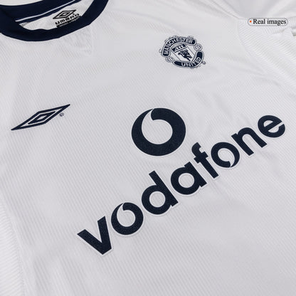 Retro BECKHAM #7 Manchester United Mens Away Soccer Jersey 2000/01 White