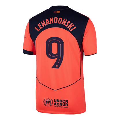 LEWANDOWSKI #9 Barcelona Mens Third Away Soccer Jersey UCL 2025/26 Orange
