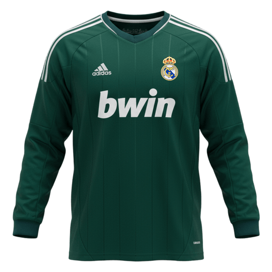 Retro Real Madrid Mens Third Away Long Sleeve Soccer Jersey 2012/13 Green