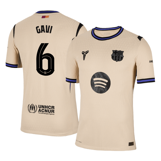 GAVI #6 Barcelona Mens Away Soccer Jersey UCL 2025/26 Yellow - Player Version