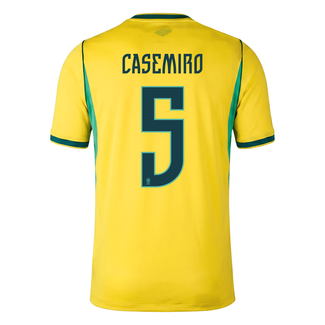CASEMIRO #5 Brazil Mens Home Soccer Jersey World Cup 2026 Yellow