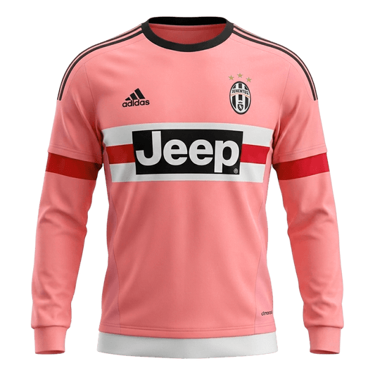 Retro Juventus Mens Away Long Sleeve Soccer Jersey 2015/16 Pink