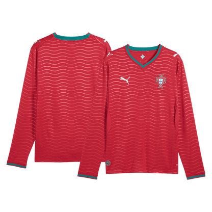 Portugal Mens Home Long Sleeve Soccer Jersey World Cup 2026 Red