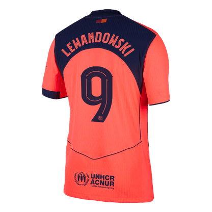 LEWANDOWSKI #9 Barcelona Mens Third Away Soccer Jersey UCL 2025/26 Orange - Player Version