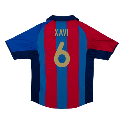 Retro XAVI #6 Barcelona Mens Home Soccer Jersey 2001/02 Red&Blue