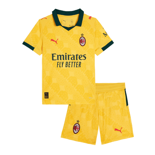 AC Milan Kids Third Away Soccer Kit 2025/26 Yellow