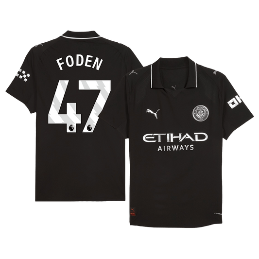 FODEN #47 Manchester City Mens Away Soccer Jersey 2025/26 Black - Player Version