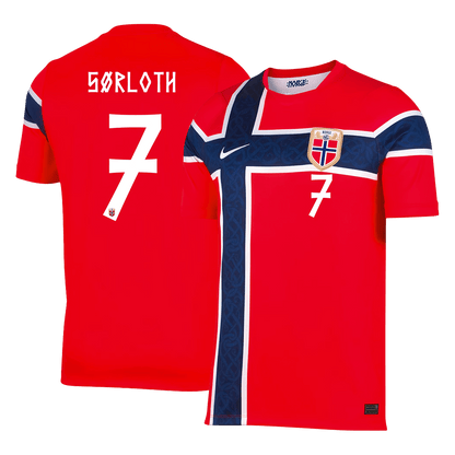 SØRLOTH #7 Norway Mens Home Soccer Jersey World Cup 2026 Red