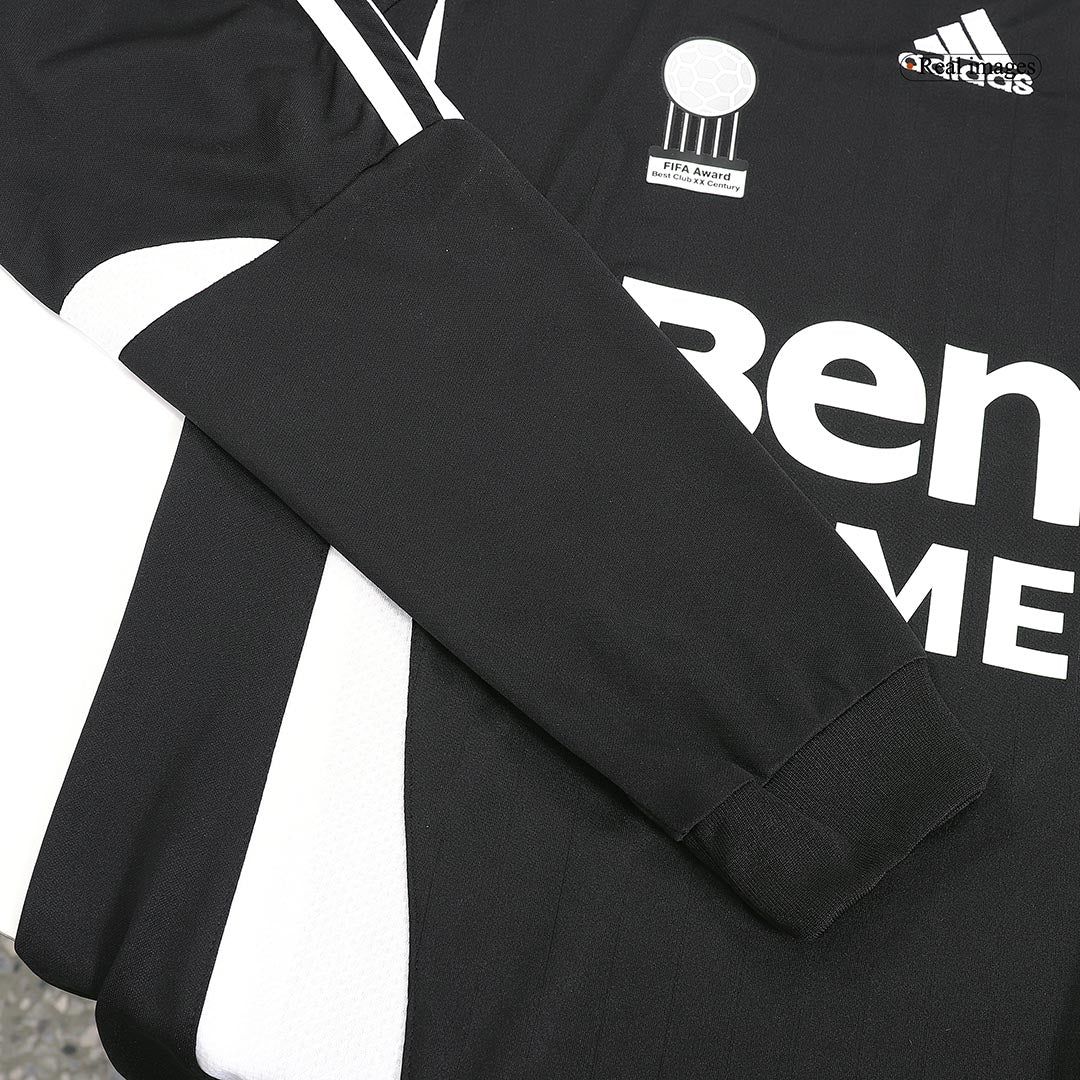 Retro Real Madrid Mens Away Long Sleeve Soccer Jersey 2006/07 Black