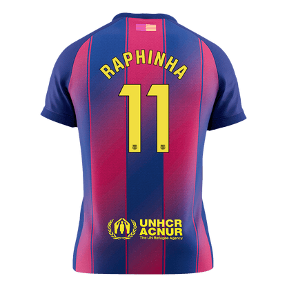 RAPHINHA #11 Barcelona Mens Home Soccer Jersey 2025/26 Red&Blue [PREMIUM]