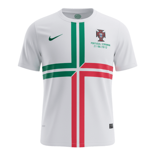 Retro Portugal Mens Away Soccer Jersey 2012 White