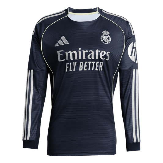 Real Madrid Mens Away Long Sleeve Soccer Jersey 2025/26 Navy