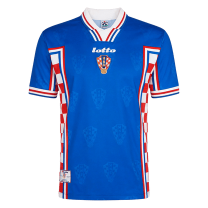 Retro Croatia Mens Away Soccer Jersey 1998 Blue
