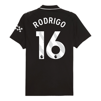 RODRIGO #16 Manchester City Mens Away Soccer Jersey 2025/26 Black - Player Version