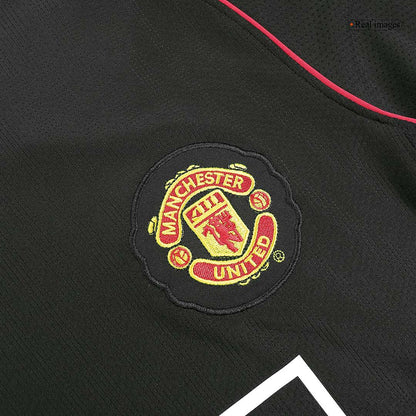 Retro SCHOLES #18 Manchester United Mens Away Long Sleeve Soccer Jersey 2007/08 Black