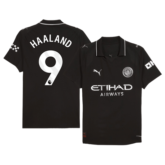 HAALAND #9 Manchester City Mens Away Soccer Jersey 2025/26 Black - Player Version