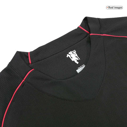 Retro SCHOLES #18 Manchester United Mens Away Long Sleeve Soccer Jersey 2007/08 Black