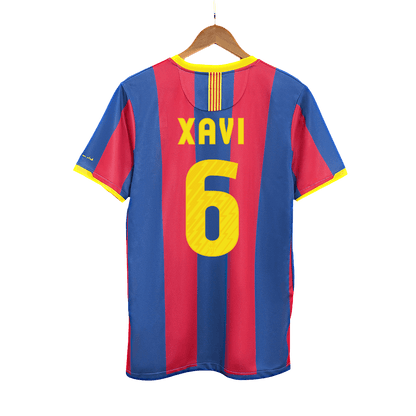Retro XAVI #6 Barcelona Mens Home Soccer Jersey 2010/11 Red&Blue