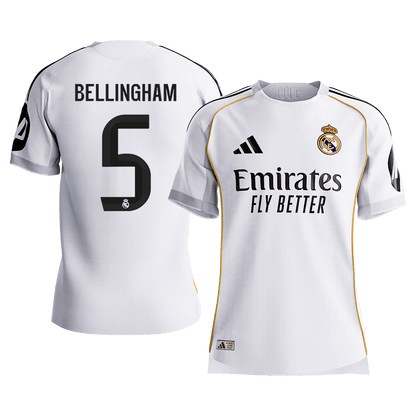 BELLINGHAM #5 Real Madrid Mens Home Soccer Jersey 2025/26 White - Player Version [PREMIUM]