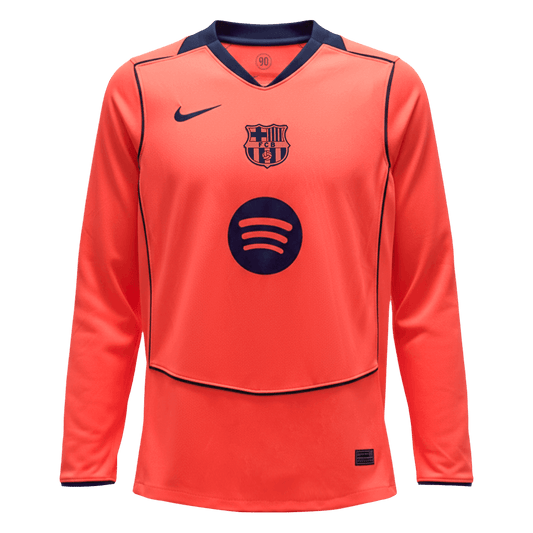 Barcelona Mens Third Away Long Sleeve Soccer Jersey 2025/26 Orange