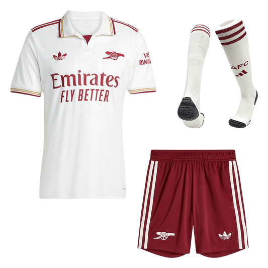 Arsenal Mens Third Away Soccer Full Set 2025/26 White