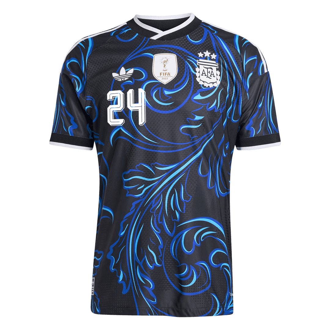 E. FERNÁNDEZ #24 Argentina Mens Away Soccer Jersey World Cup 2026 Black - Player Version