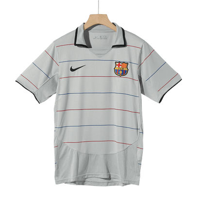 Retro Barcelona Mens Away Soccer Jersey 2003/04 Gray