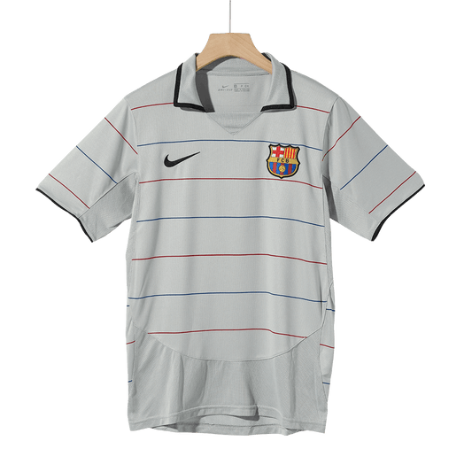 Retro Barcelona Mens Away Soccer Jersey 2003/04 Gray