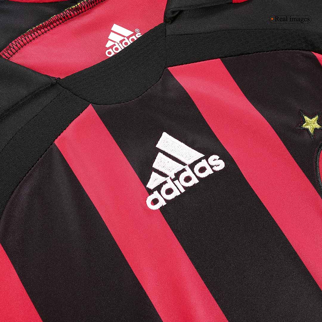 Retro AC Milan Mens Home Long Sleeve Soccer Jersey 2006/07 Red&Black
